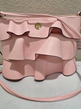 Pink Spring Crossbody Purse Liz Claiborne Ruffle Wristlet